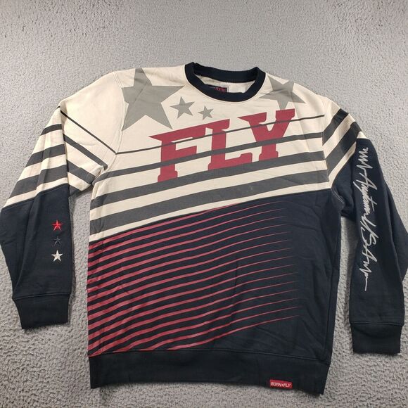 Born Fly Sweatshirt Men's XL Extra Large USA Striped Stars World Flyest Pullover - Picture 1 of 12